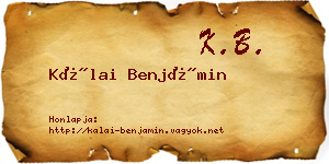 Kálai Benjámin névjegykártya